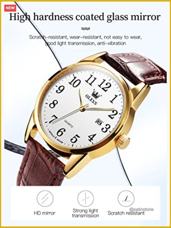 Leather Chronograph Watch with Day Date Diamond Retro Dial main image 7
